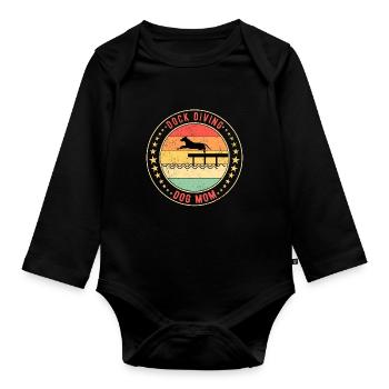 Dock Diving Dog Mom Dock Jumping Hund - Organic Longsleeve Baby Bodysuit - black - Front