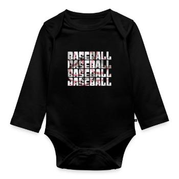 baseball - Organic Longsleeve Baby Bodysuit - black - Front