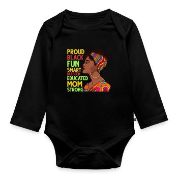 Fière femme africaine noire intelligente - Body Bébé bio manches longues - noir - Devant