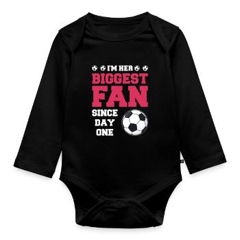 Fußball Oma Enkelin Fußball Oma Sport Geschenk - Baby Bio-Langarm-Body - Schwarz - Vorne