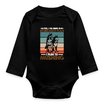 Chien de traîneau Course Sled Dogs Cadeau - Body Bébé bio manches longues - noir - Devant