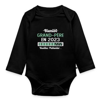 Bientôt Grand Père 2023 Cadeau Papy - Body Bébé bio manches longues - noir - Devant
