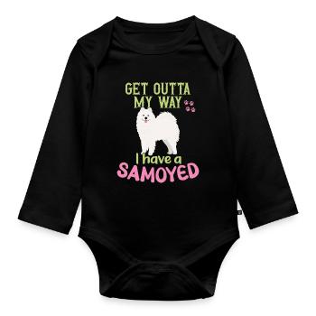 Sortez de mon chemin! J’ai un Samoyède - Body Bébé bio manches longues - noir - Devant