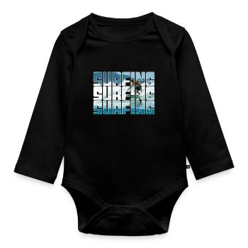 Surf - Body Bébé bio manches longues - noir - Devant