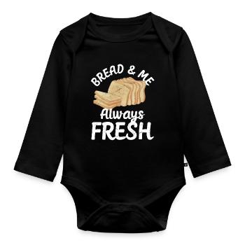Funny bread baker - Organic Longsleeve Baby Bodysuit - black - Front
