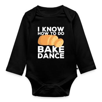 Funny bread baker - Organic Longsleeve Baby Bodysuit - black - Front