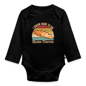 Funny bread baker - Organic Longsleeve Baby Bodysuit - black - Front
