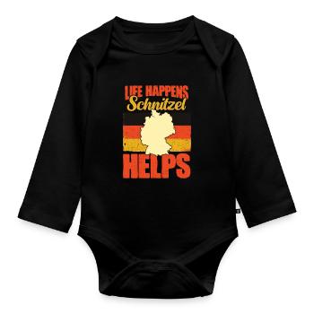 Funny Deutschland Schnitzel Humor für deutsche - Baby Bio-Langarm-Body - Schwarz - Vorne
