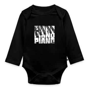 Piano - Organic Longsleeve Baby Bodysuit - black - Front