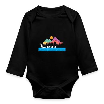 Chien de traîneau Course Sled Dogs Cadeau - Body Bébé bio manches longues - noir - Devant