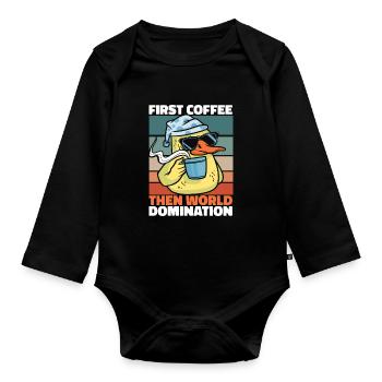 Ente Kaffee Sonnenbrille - Baby Bio-Langarm-Body - Schwarz - Vorne