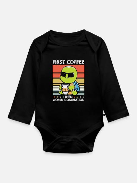 Schildkröte Kaffee Sonnenbrille - Baby Bio-Langarm-Body - Schwarz