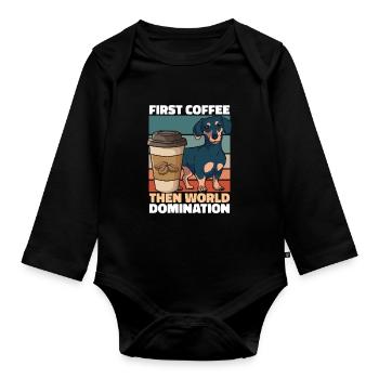 Dackel Dachshund Kaffee - Baby Bio-Langarm-Body - Schwarz - Vorne