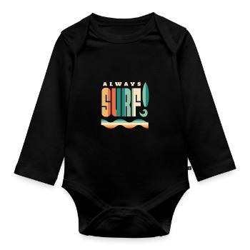 Surfen - always surf! - Baby Bio-Langarm-Body - Schwarz - Vorne