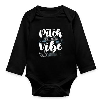 baseball vibe - Baby Bio-Langarm-Body - Schwarz - Vorne