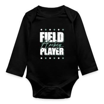Field hockey players - Organic Longsleeve Baby Bodysuit - black - Front