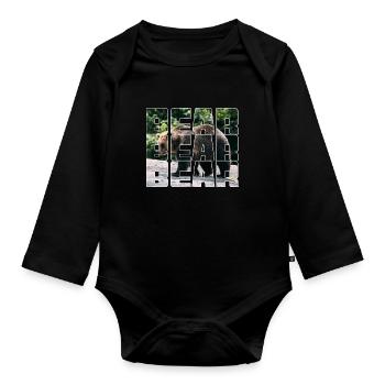 Bear - Organic Longsleeve Baby Bodysuit - black - Front