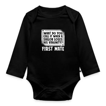 Sailing Sailboat Funny - Organic Longsleeve Baby Bodysuit - black - Front