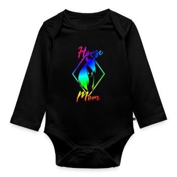 Pferd Mama Pferd Liebhaber Reiter - Baby Bio-Langarm-Body - Schwarz - Vorne