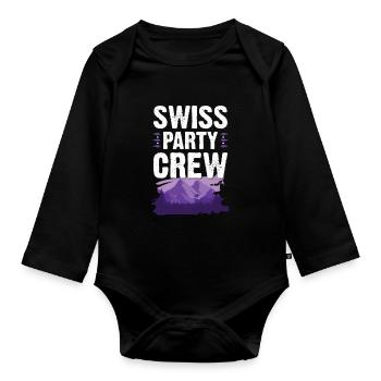 Swiss Party Crew - Baby Bio-Langarm-Body - Schwarz - Vorne