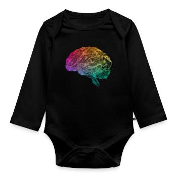 Brain Aesthetic Geometric Brain Map Impulses Neuro - Organic Longsleeve Baby Bodysuit - black - Front