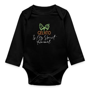 Gelato My Spirit Tier Lustiges italienisches Eis Lo - Baby Bio-Langarm-Body - Schwarz - Vorne