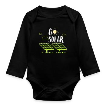 Solar Energy Solar Panels Go Solar Funny Solar Pow - Organic Longsleeve Baby Bodysuit - black - Front