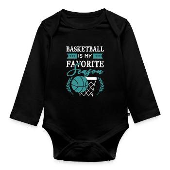 Basketball Season - Organic Longsleeve Baby Bodysuit - black - Front