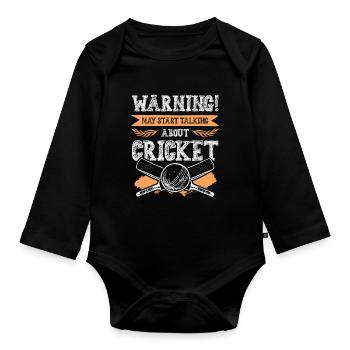warnung cricket - Baby Bio-Langarm-Body - Schwarz - Vorne