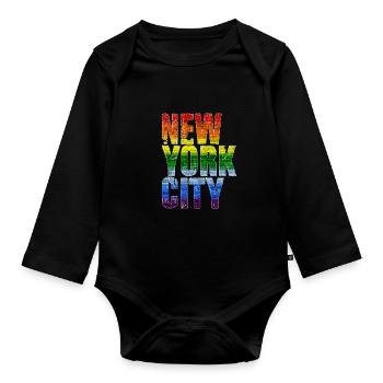Arc-en-ciel New York City LGBT - Body Bébé bio manches longues - noir - Devant