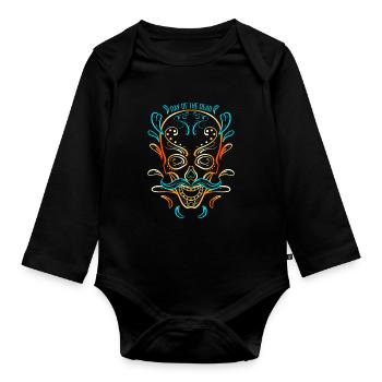 Stylized Painting Of A Sugar Skull For Day Of The - Baby Bio-Langarm-Body - Schwarz - Vorne