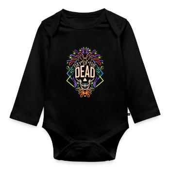 Dia De Los Muertos Sugar Skull Logo For Day Of - Organic Longsleeve Baby Bodysuit - black - Front