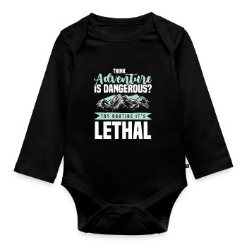 abenteuer klettern - Baby Bio-Langarm-Body - Schwarz - Vorne