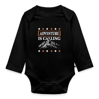 abenteuer ruft - Baby Bio-Langarm-Body - Schwarz - Vorne