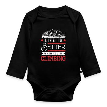 leben ist besser klettern - Baby Bio-Langarm-Body - Schwarz - Vorne