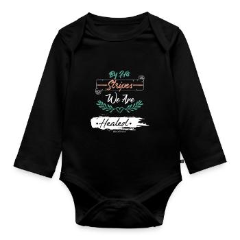 Bible Verse Healing - Organic Longsleeve Baby Bodysuit - black - Front