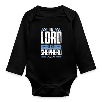 Bible Proverb Shepherd - Organic Longsleeve Baby Bodysuit - black - Front