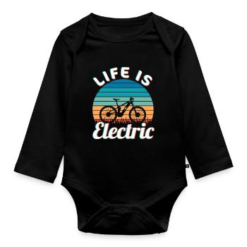 Life is Electric Vintage Ebike Sunset - Body Bébé bio manches longues - noir - Devant