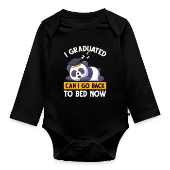 Graduierung Panda Männer Frauen Graduiert - Baby Bio-Langarm-Body - Schwarz - Vorne