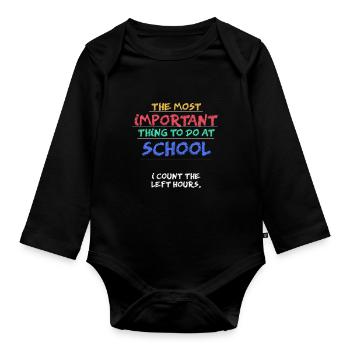 Wenn ich mich in der Schule langweile... - Baby Bio-Langarm-Body - Schwarz - Vorne