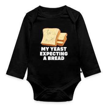 Funny bread baker - Organic Longsleeve Baby Bodysuit - black - Front