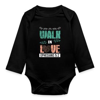 liebe spruch bibelvers - Baby Bio-Langarm-Body - Schwarz - Vorne