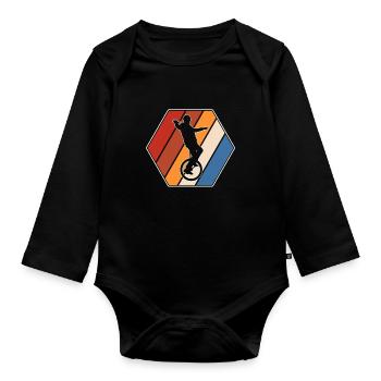 Unicycle Retro - Organic Longsleeve Baby Bodysuit - black - Front