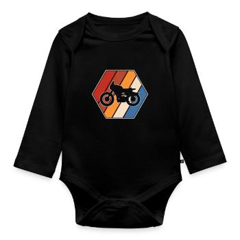 Motorrad retro - Baby Bio-Langarm-Body - Schwarz - Vorne