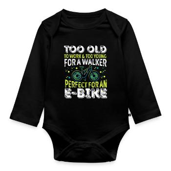 Perfect for an Ebike Funny Electric Bicycle Gift - Organic Longsleeve Baby Bodysuit - black - Front