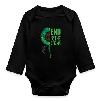 Sunflower to promote mental health - Organic Longsleeve Baby Bodysuit - black - Front