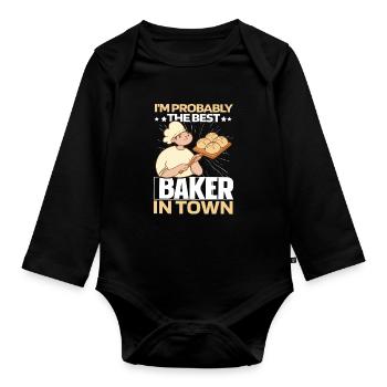 Baking Baker Bakery - Body Bébé bio manches longues - noir - Devant