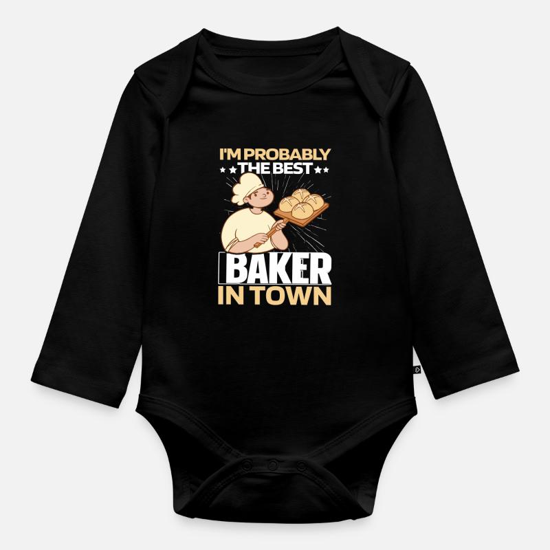 Backen Bäcker Bäckerei - Baby Bio-Langarm-Body - Schwarz