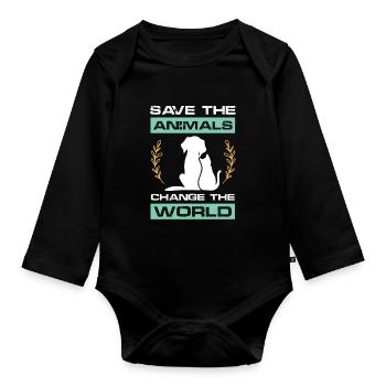 Changing the world Animal welfare - Organic Longsleeve Baby Bodysuit - black - Front