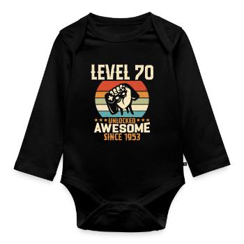 Level 70 Year Unlock Gaming Birthday Gift - Organic Longsleeve Baby Bodysuit - black - Front